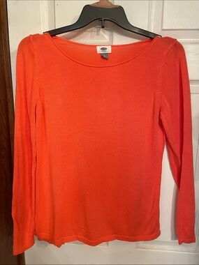 Old Navy Long-Sleeve Scoop Neck Top - Bright Coral